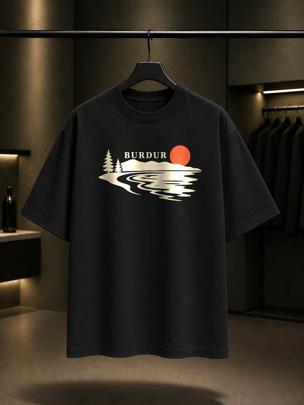 Burdur Ceviz Ezmesi baskılı siyah t-shirt