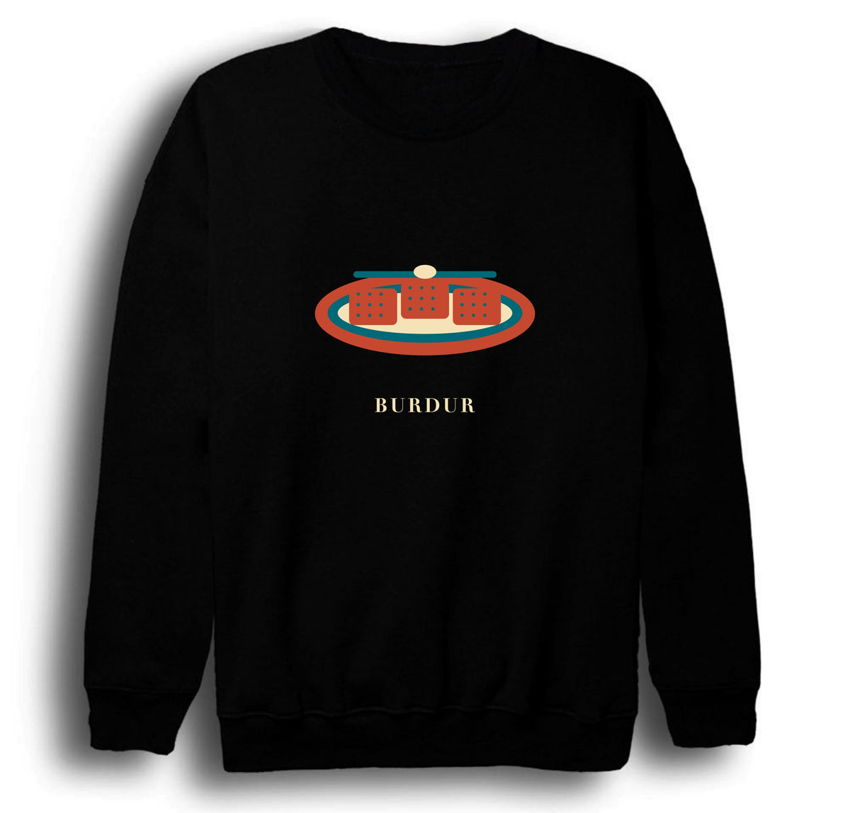 Burdur Haşhaş Helvası baskılı siyah sweatshirt