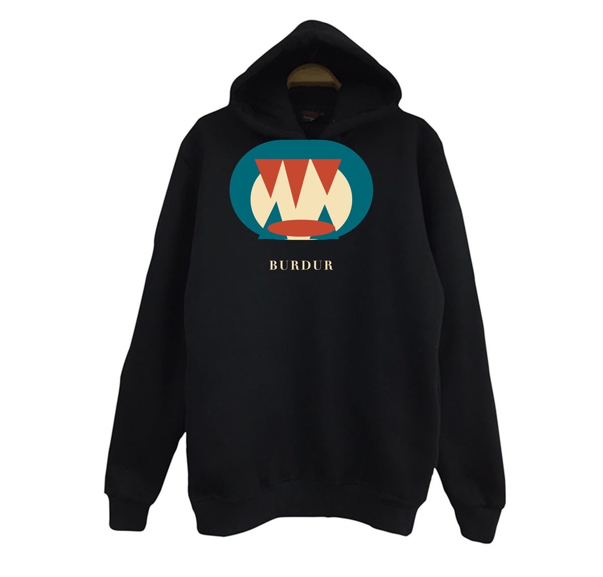 Burdur İnsuyu Mağarası baskılı siyah kapüşonlu sweatshirt