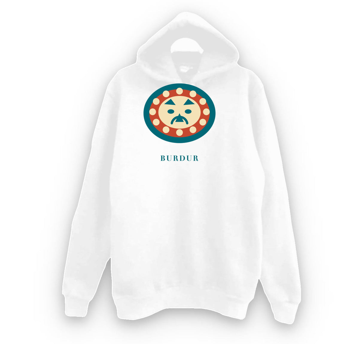 Burdur Kibyra Medusa baskılı beyaz kapüşonlu sweatshirt