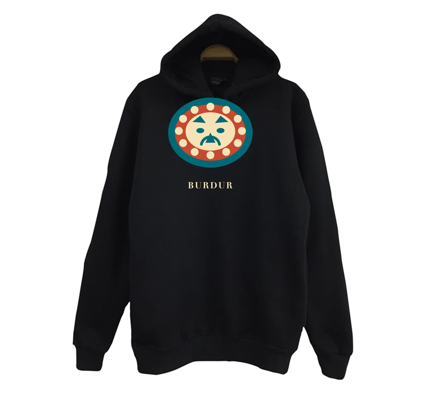 Burdur Kibyra Medusa baskılı siyah kapüşonlu sweatshirt
