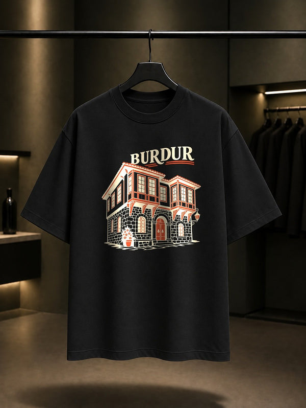 Burdur Kibyra Medusa baskılı siyah t-shirt