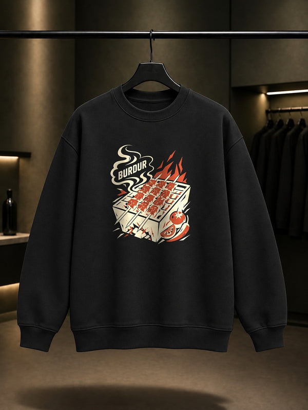 Burdur Sagalassos baskılı siyah sweatshirt