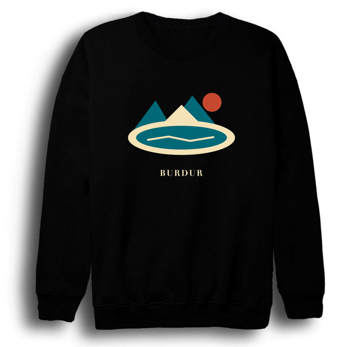 Burdur Salda Gölü baskılı siyah sweatshirt