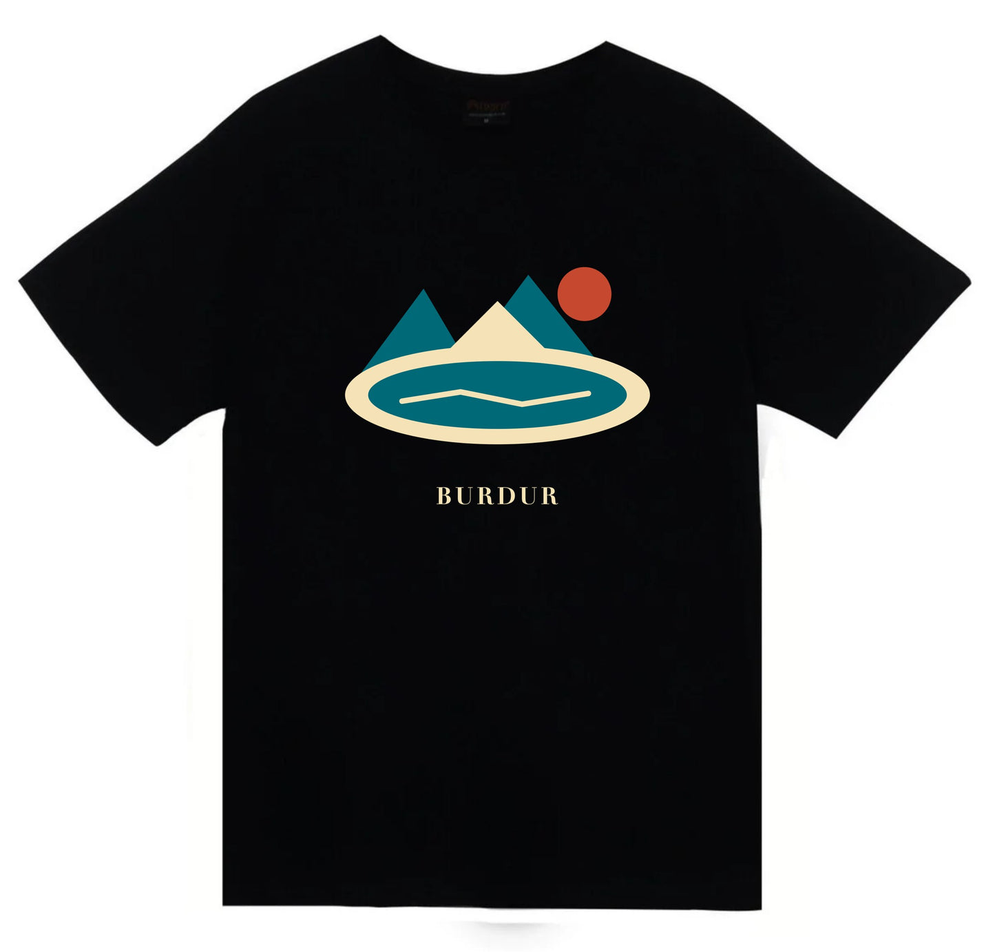 Burdur Salda Gölü baskılı siyah t-shirt