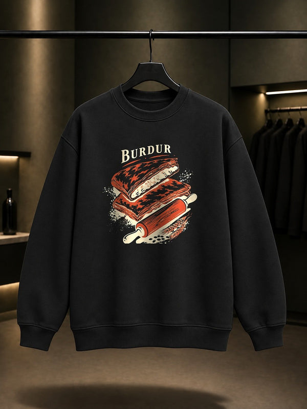 Burdur Taş Oda baskılı siyah sweatshirt