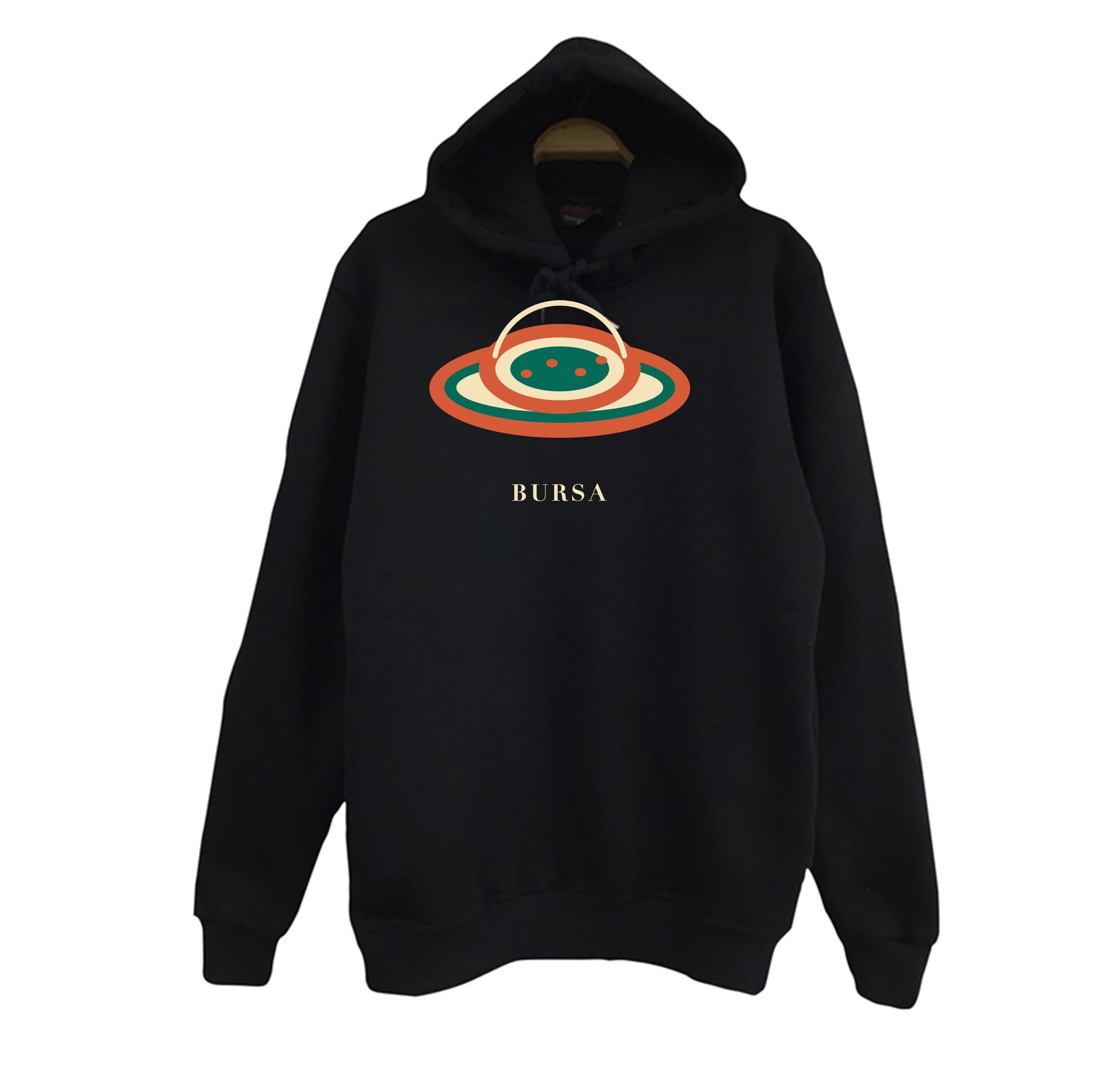 Bursa Cantık baskılı siyah kapüşonlu sweatshirt