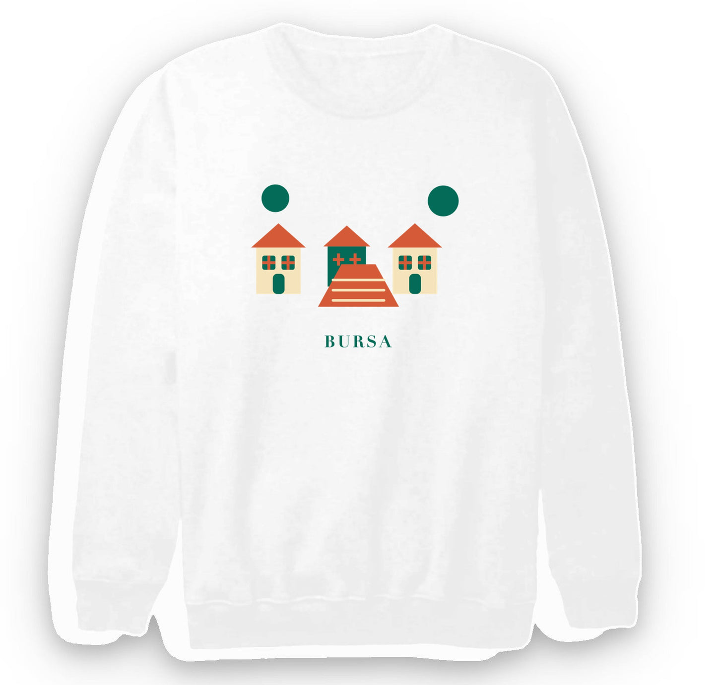 Bursa Cumalıkızık baskılı beyaz sweatshirt