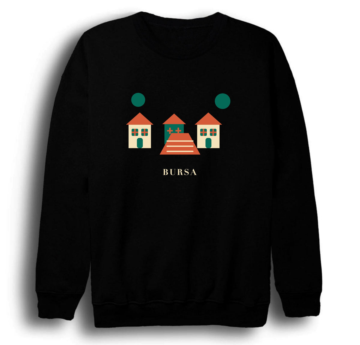 Bursa Cumalıkızık baskılı siyah sweatshirt