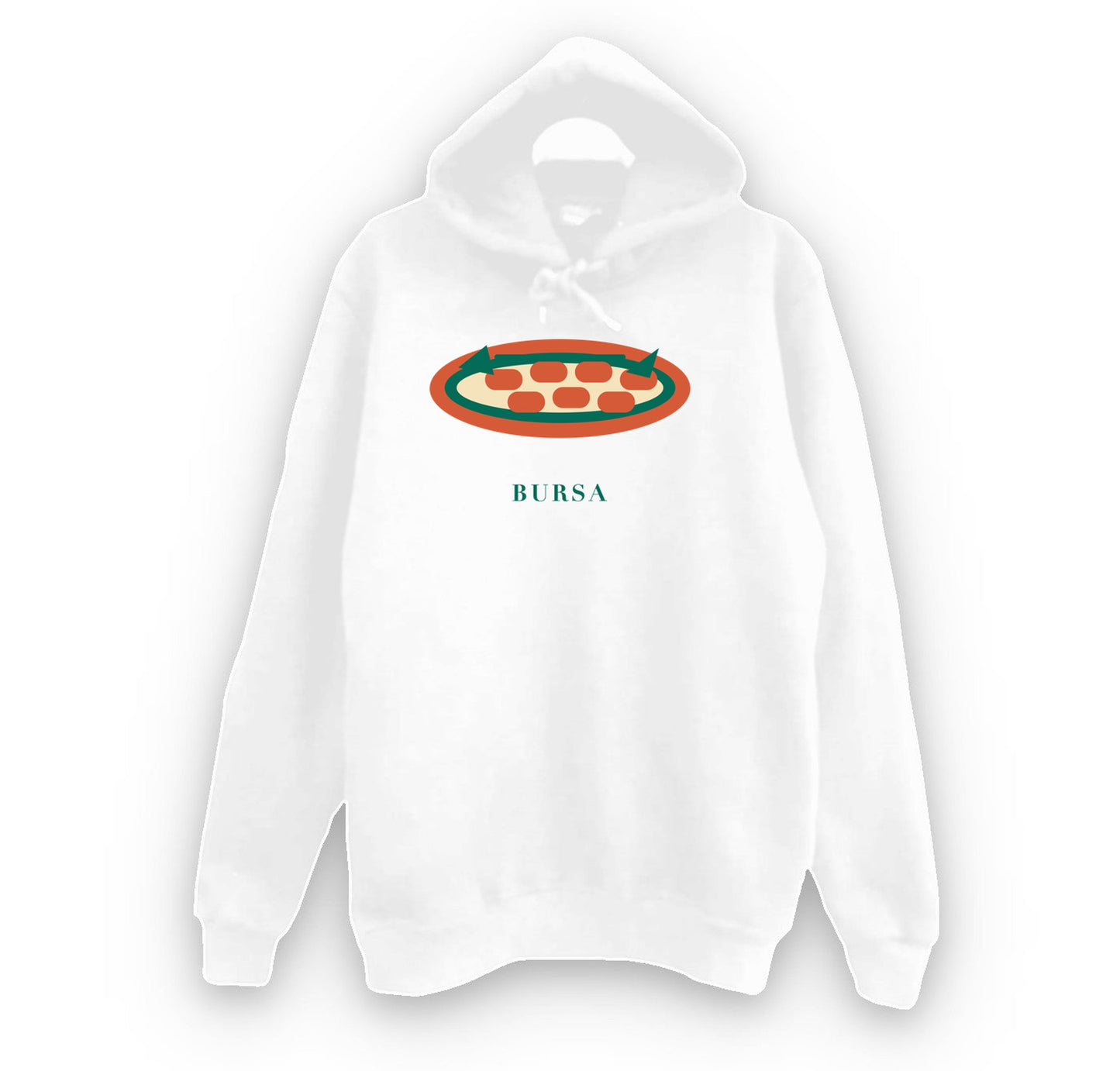 Bursa İnegöl Köfte baskılı beyaz kapüşonlu sweatshirt