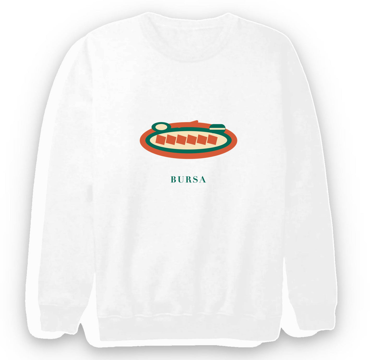 Bursa İskender Kebabı baskılı beyaz sweatshirt