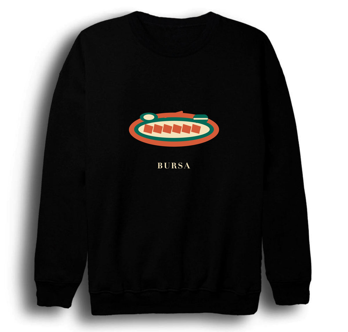 Bursa İskender Kebabı baskılı siyah sweatshirt