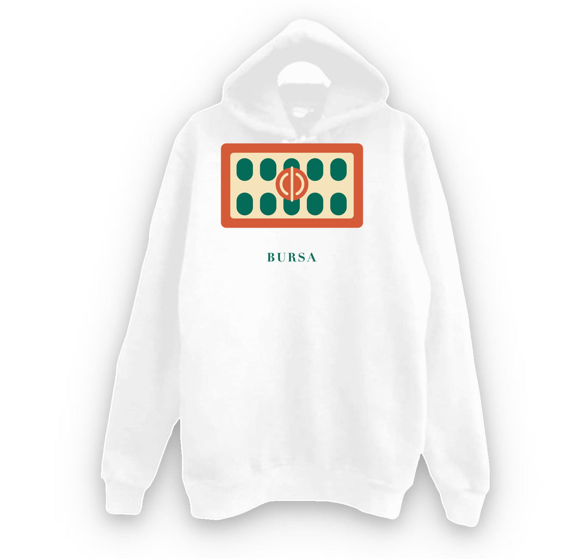 Bursa Koza Han baskılı beyaz kapüşonlu sweatshirt