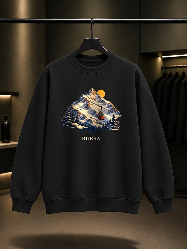 Bursa Koza Han baskılı siyah sweatshirt