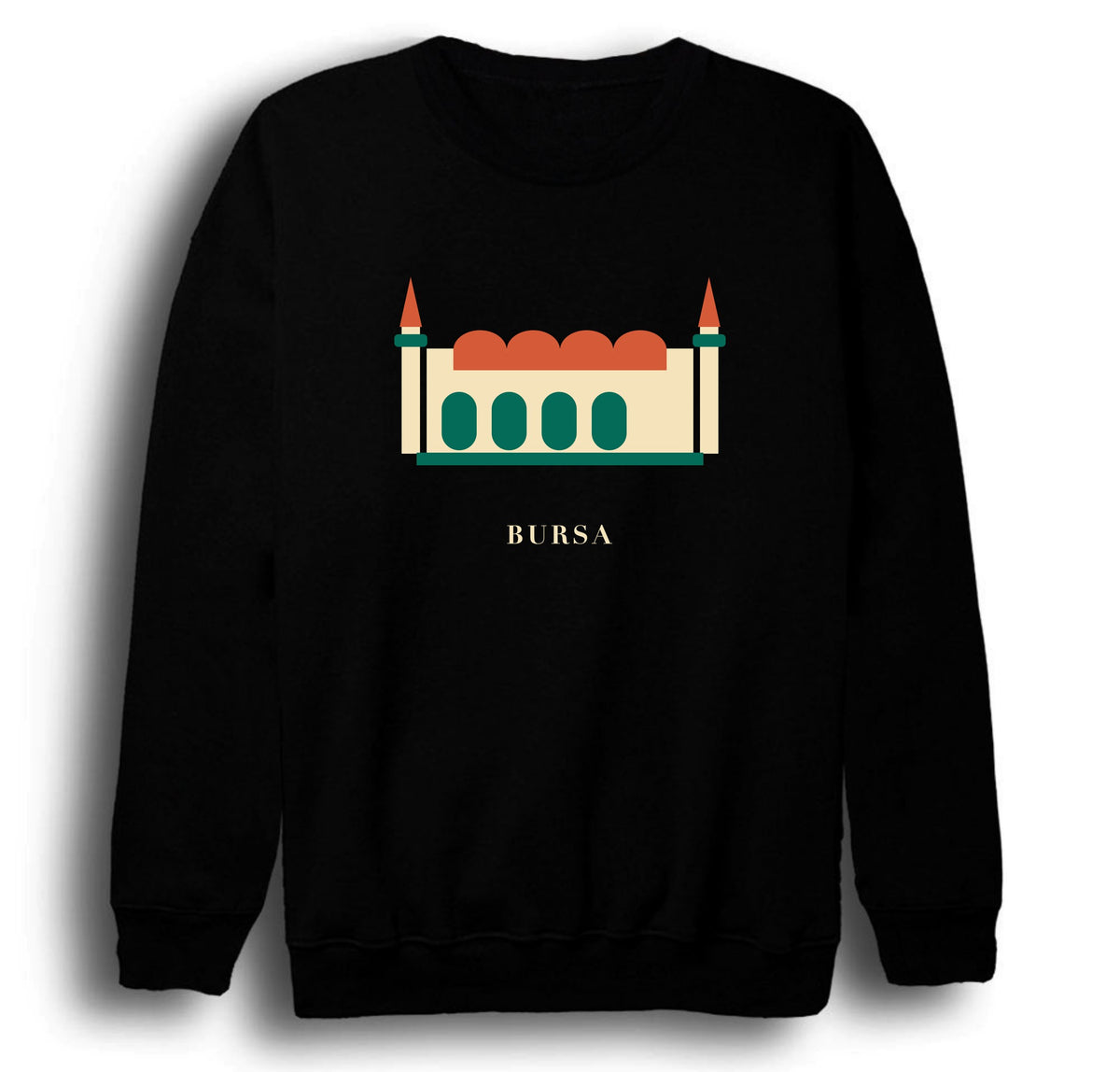 Bursa Ulu Cami baskılı siyah sweatshirt