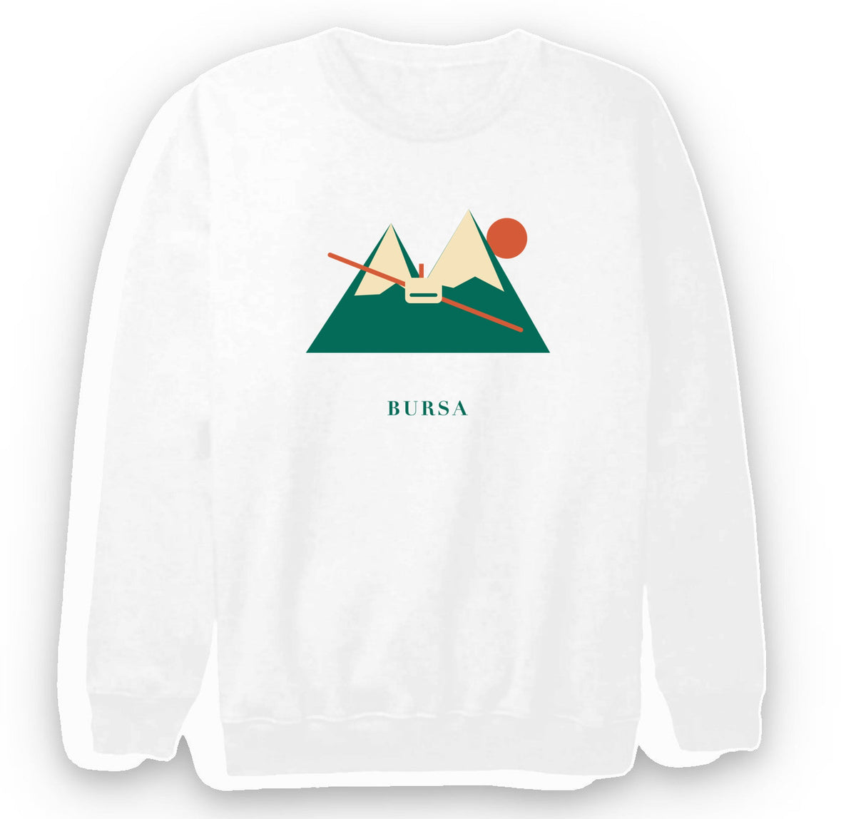 Bursa Uludağ baskılı beyaz sweatshirt