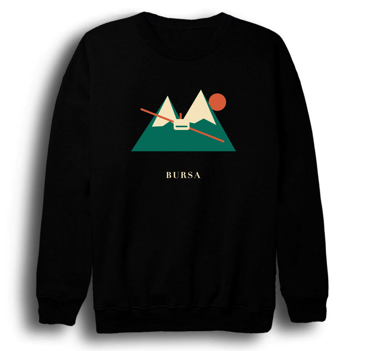 Bursa Uludağ baskılı siyah sweatshirt