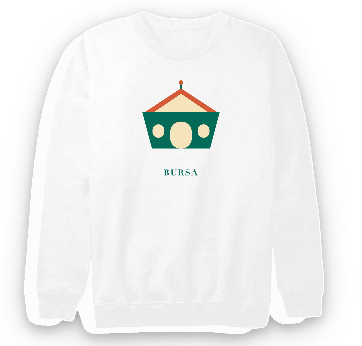 Bursa Yeşil Türbe baskılı beyaz sweatshirt