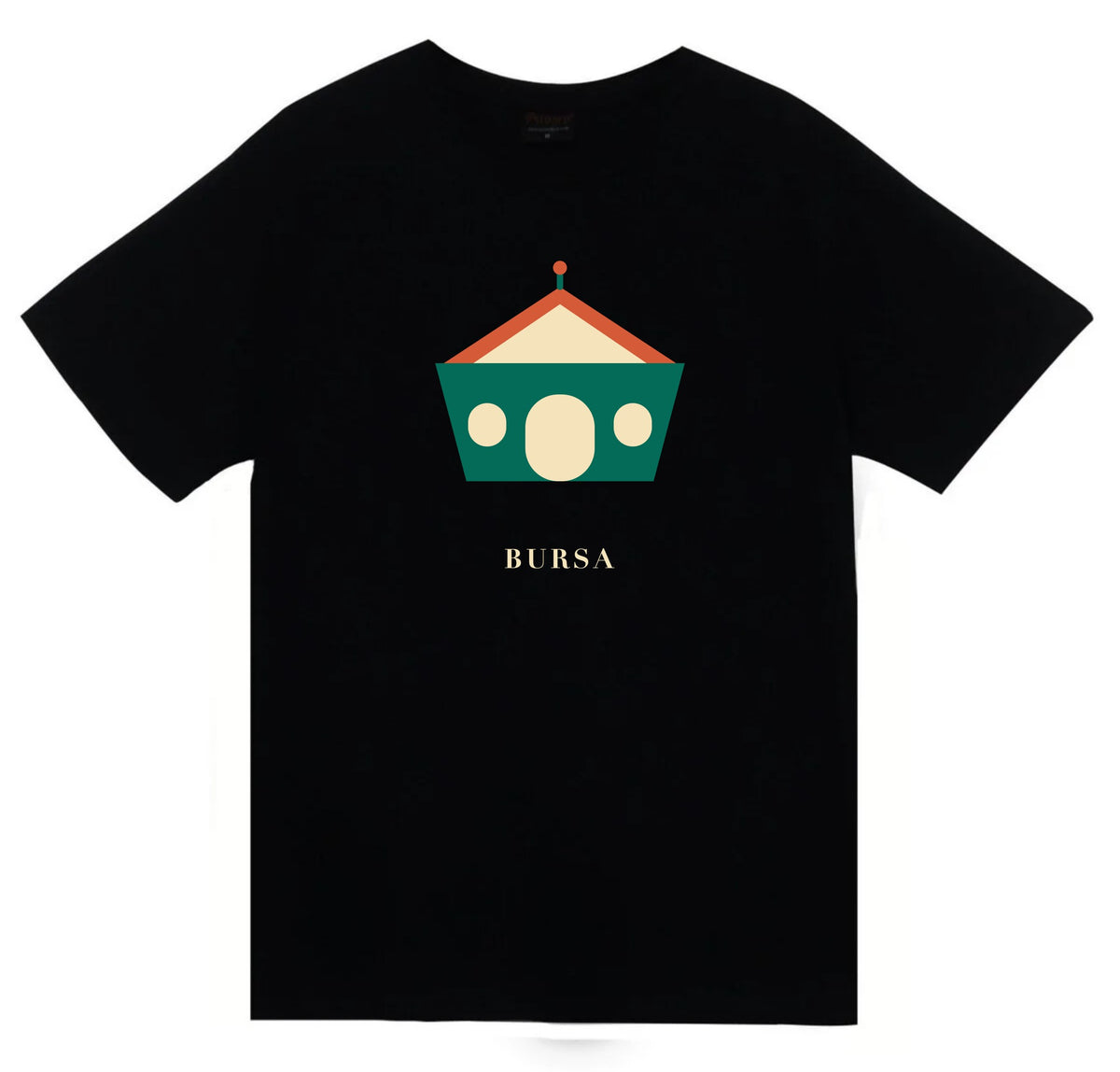 Bursa Yeşil Türbe baskılı siyah t-shirt