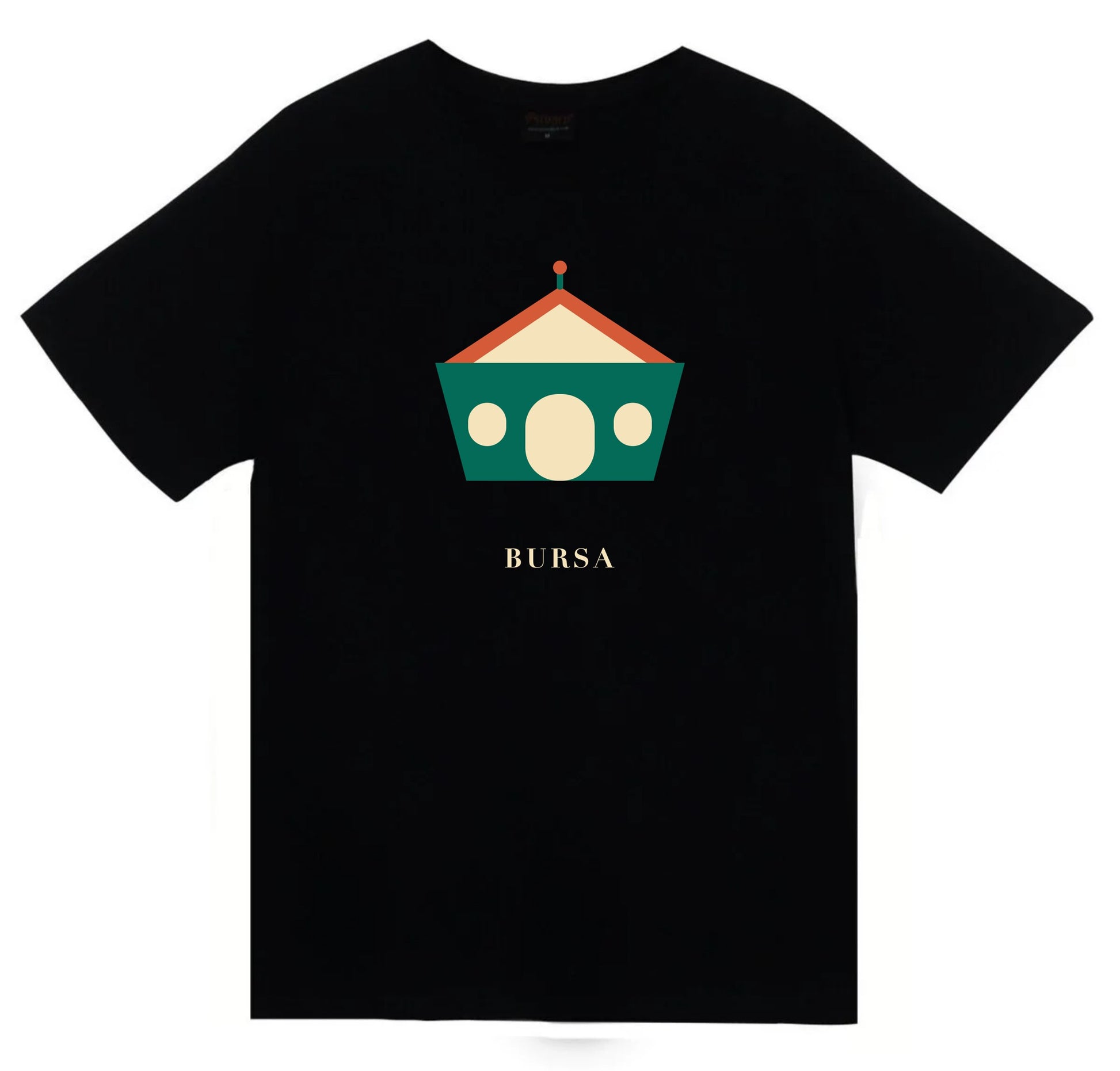 Bursa Yeşil Türbe baskılı siyah t-shirt