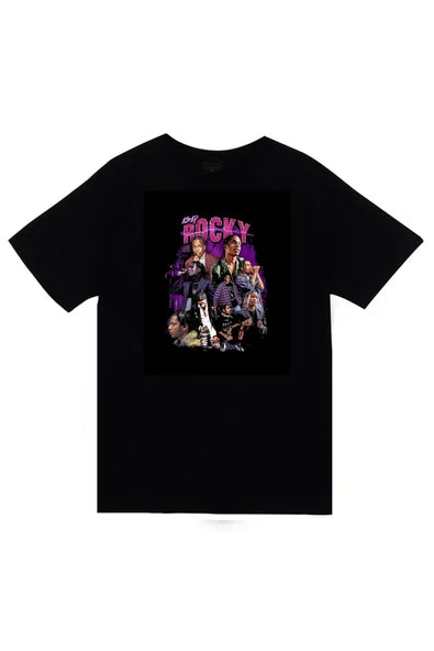 fame-stoned  Asap Rocky Baskılı Unisex %100 Pamuk Siyah T-shirt