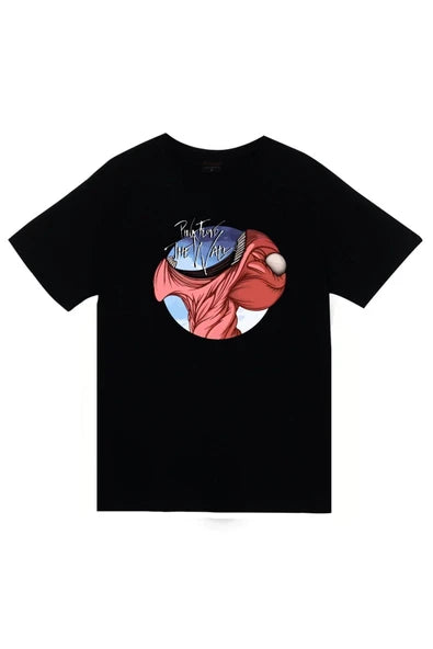 fame-stoned Pink Floyd Baskılı Unisex %100 Pamuk Siyah T-shirt