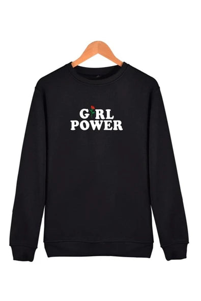 Gırl Power baskılı siyah sweatshirt