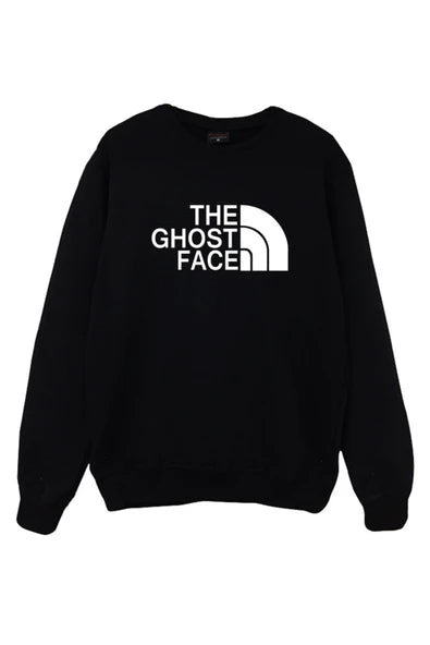 The Ghost Face North logosu baskılı siyah sweatshirt