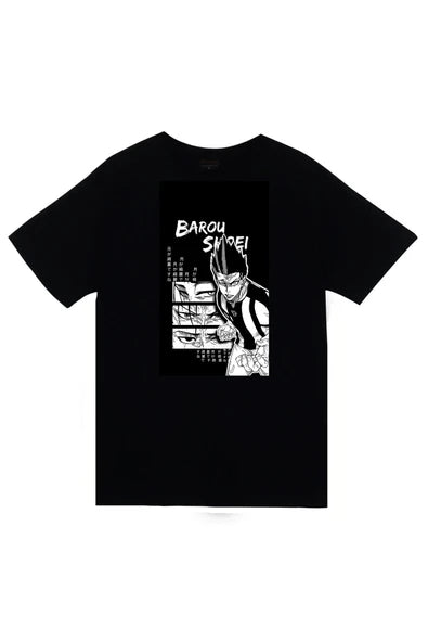 fame-stoned  Blue Lock Barou Shoei Anime Baskılı Unisex %100 Pamuk Siyah T-shirt