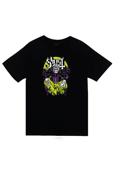 fame-stoned Ghost Baskılı Unisex %100 Pamuk Siyah T-shirt