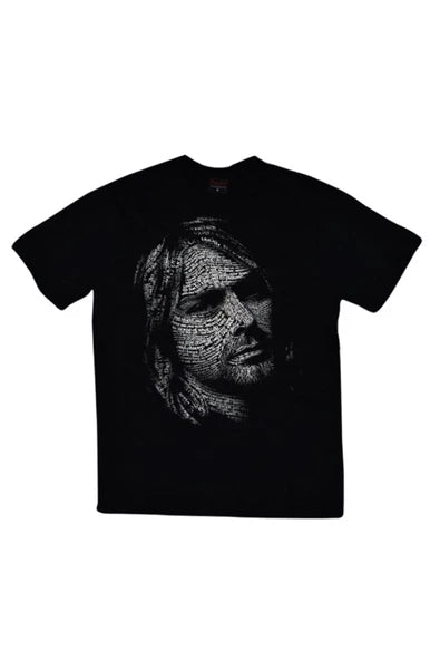 fame-stoned  Nirvana Müzik Grubu Baskılı Unisex %100 Pamuk Siyah T-shirt
