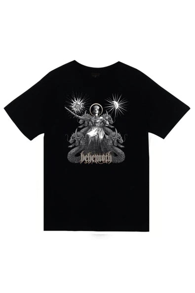 fame-stoned Behemoth Baskılı Unisex %100 Pamuk Siyah T-shirt
