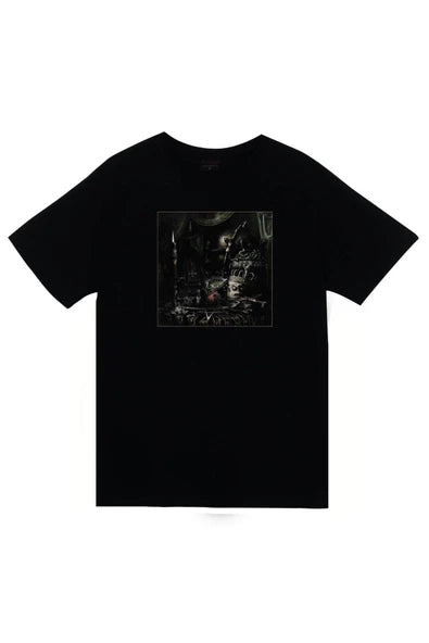Watain Koyu tonlu gotik/endüstriyel albüm baskılı siyah tişört