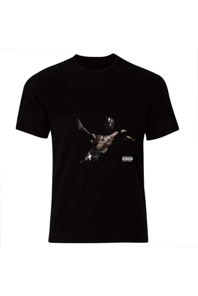 fame-stoned  Utopia Travis Scott Baskılı Unisex %100 Pamuk Siyah T-shirt
