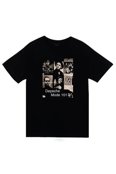 fame-stoned Depeche Mode Baskılı Unisex %100 Pamuk Siyah T-shirt