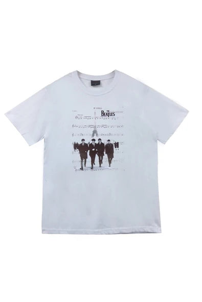 fame-stoned The Beatles Baskılı Unisex %100 Pamuk Beyaz T-shirt