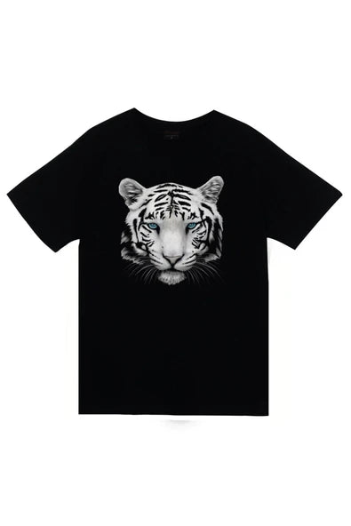 fame-stoned  Kaplan Baskılı Unisex %100 Pamuk Siyah T-shirt