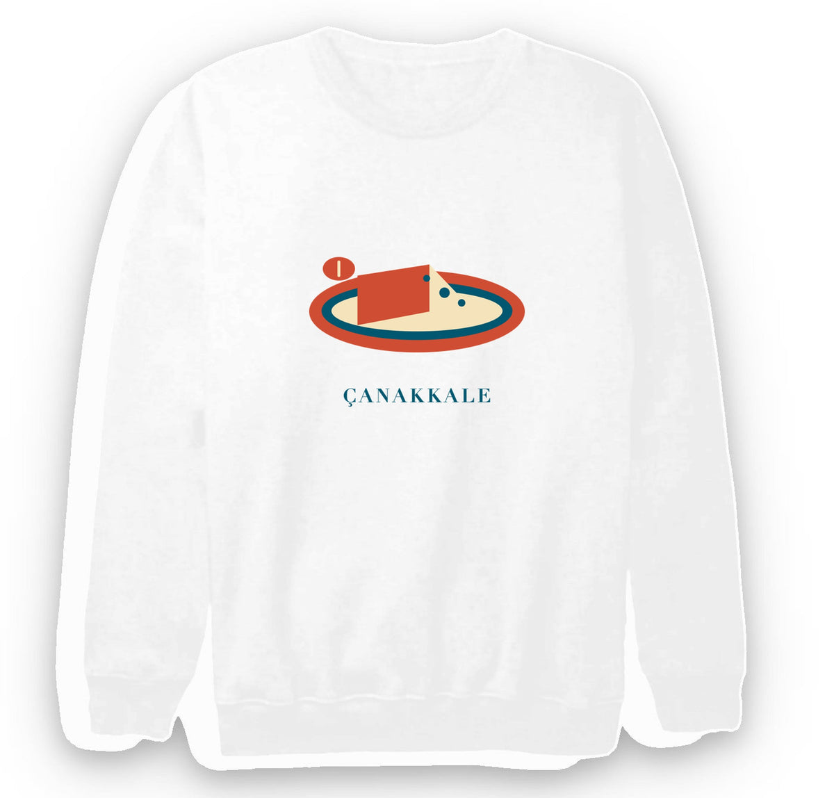 Çanakkale Ezine Peyniri baskılı beyaz sweatshirt