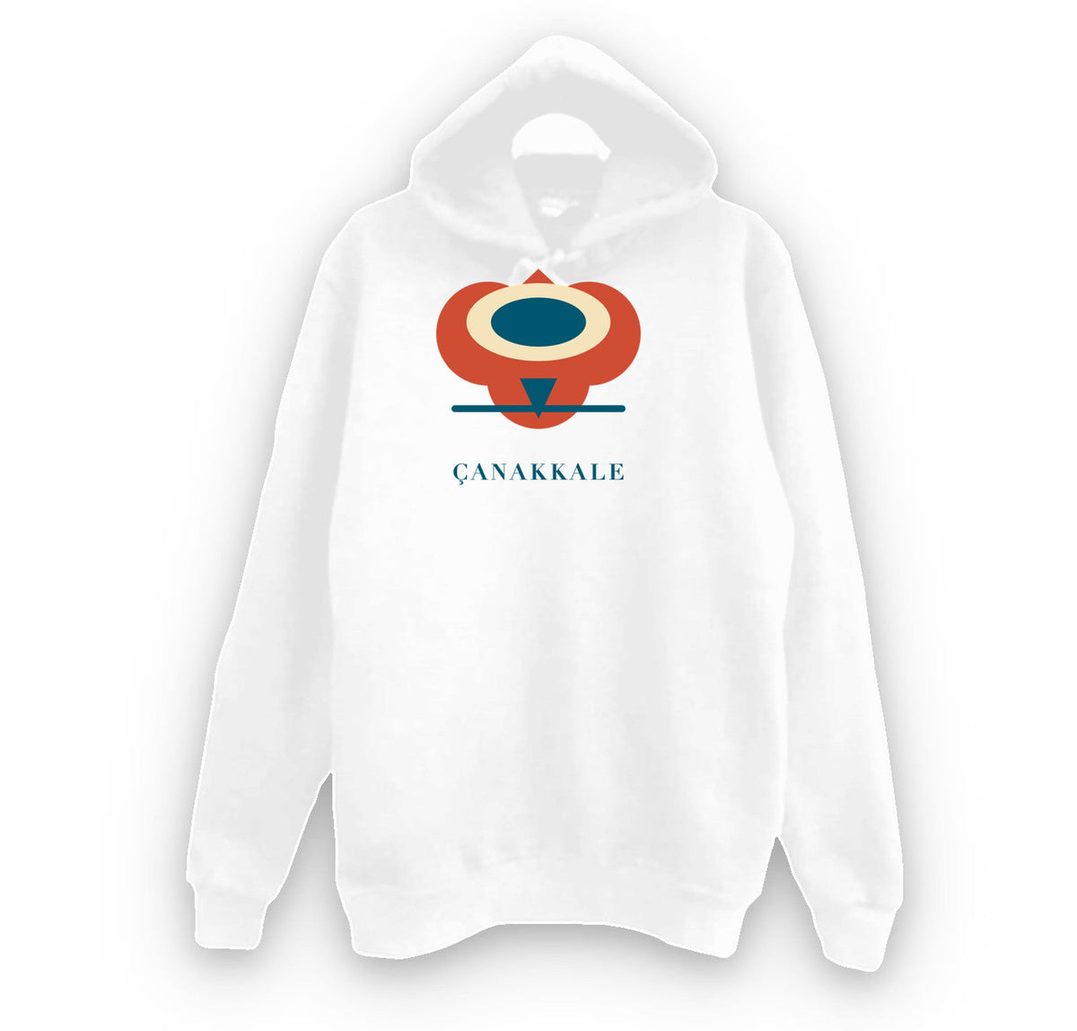 Çanakkale Kilitbahir Kalesi baskılı beyaz kapüşonlu sweatshirt