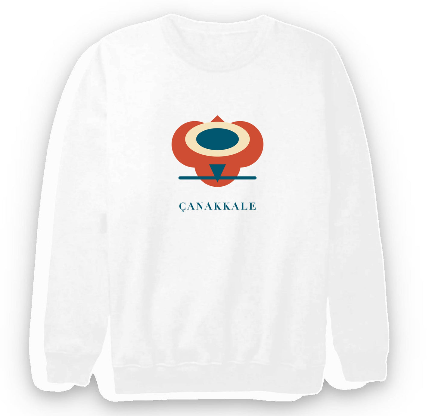 Çanakkale Kilitbahir Kalesi baskılı beyaz sweatshirt