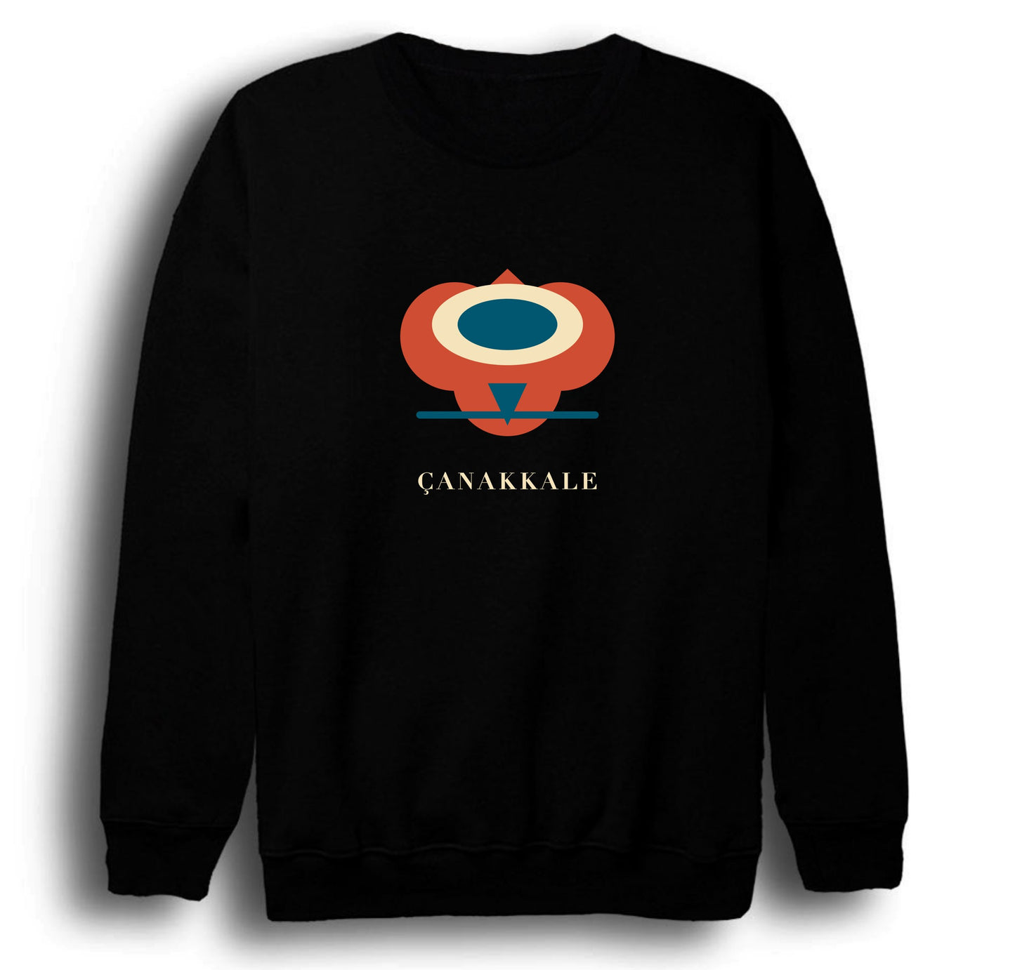 Çanakkale Kilitbahir Kalesi baskılı siyah sweatshirt