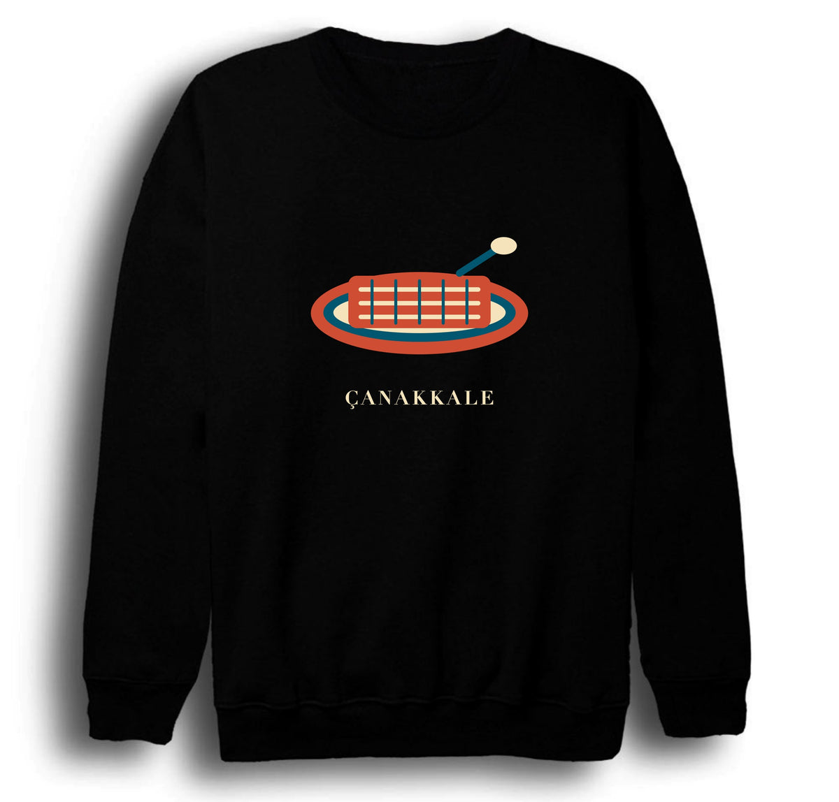 Çanakkale Peynir Helvası baskılı siyah sweatshirt