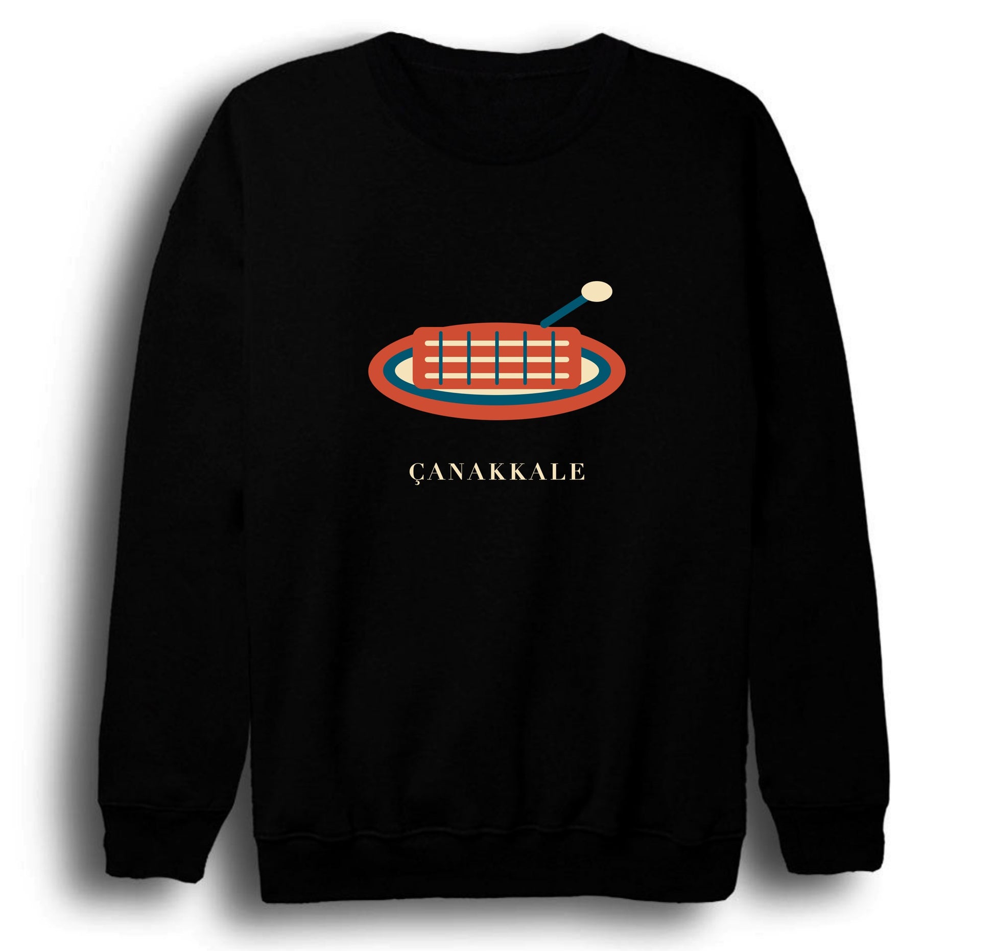 Çanakkale Peynir Helvası baskılı siyah sweatshirt