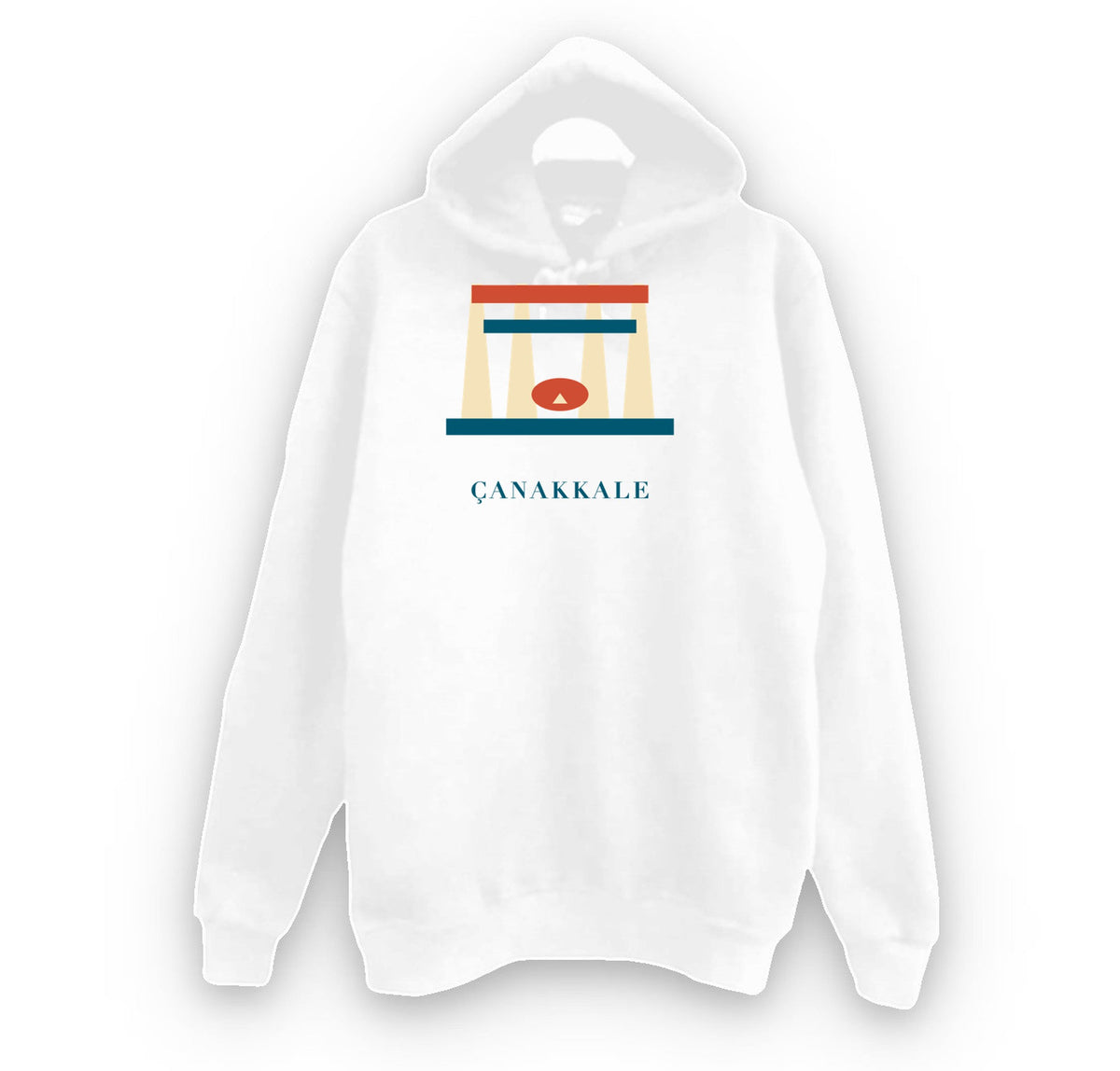 Çanakkale Şehitler Abidesi baskılı beyaz kapüşonlu sweatshirt