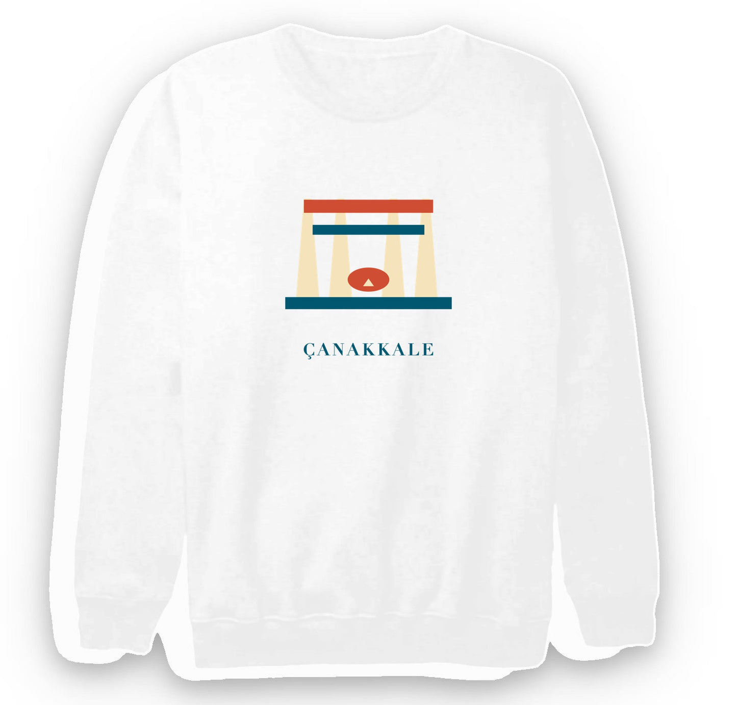 Çanakkale Şehitler Abidesi baskılı beyaz sweatshirt