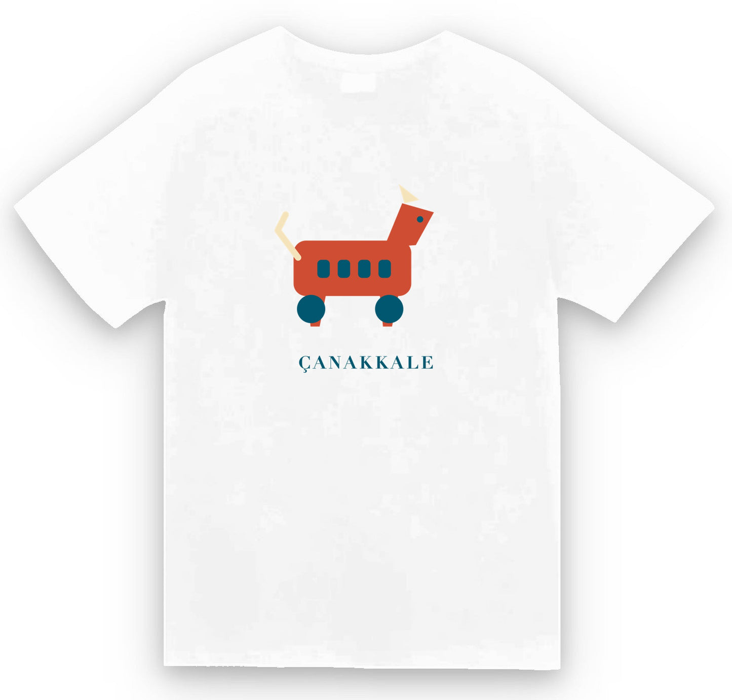 Çanakkale Truva Atı baskılı beyaz t-shirt