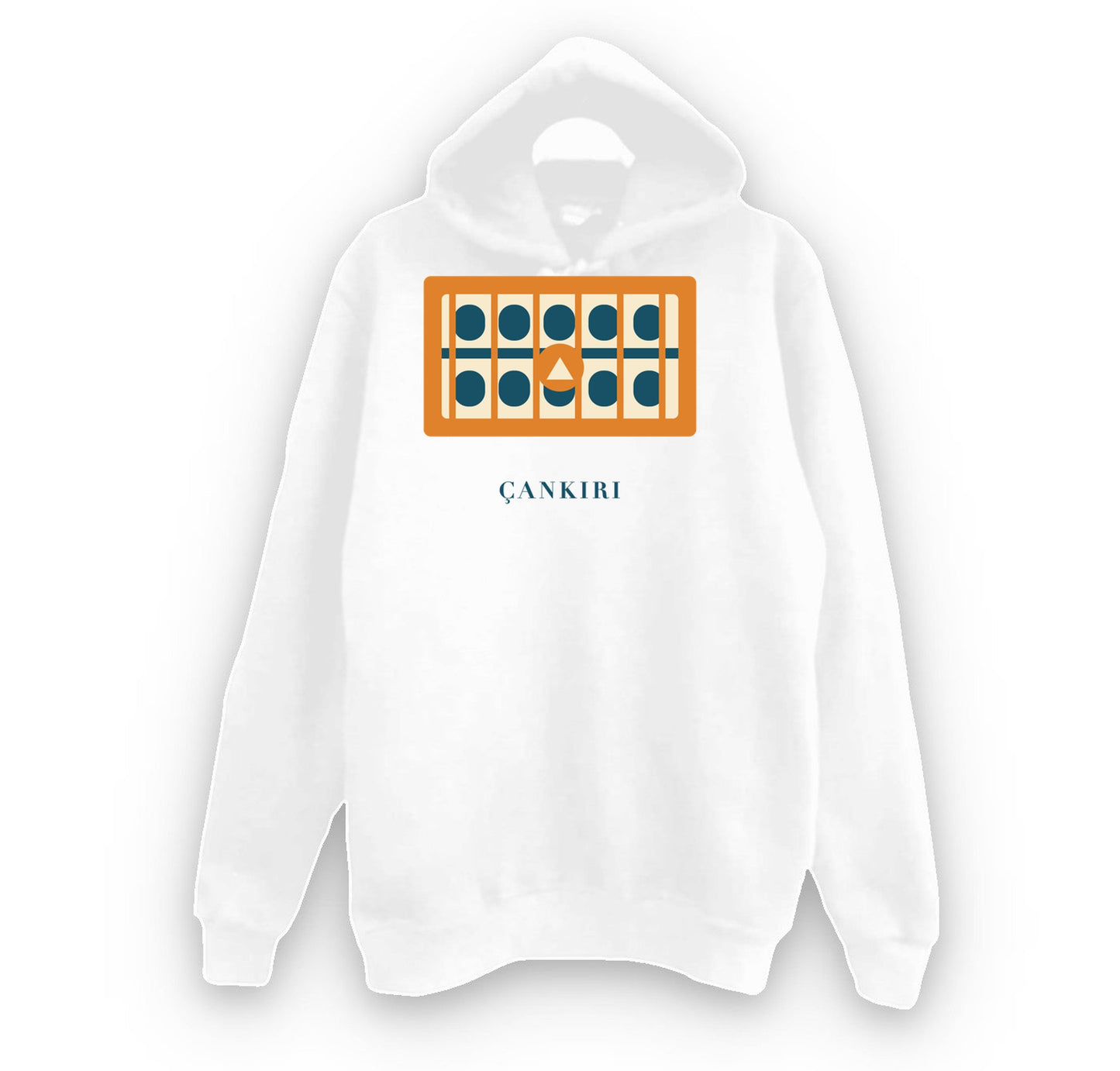 Çankırı Buğday Pazarı Medresesi baskılı beyaz kapüşonlu sweatshirt
