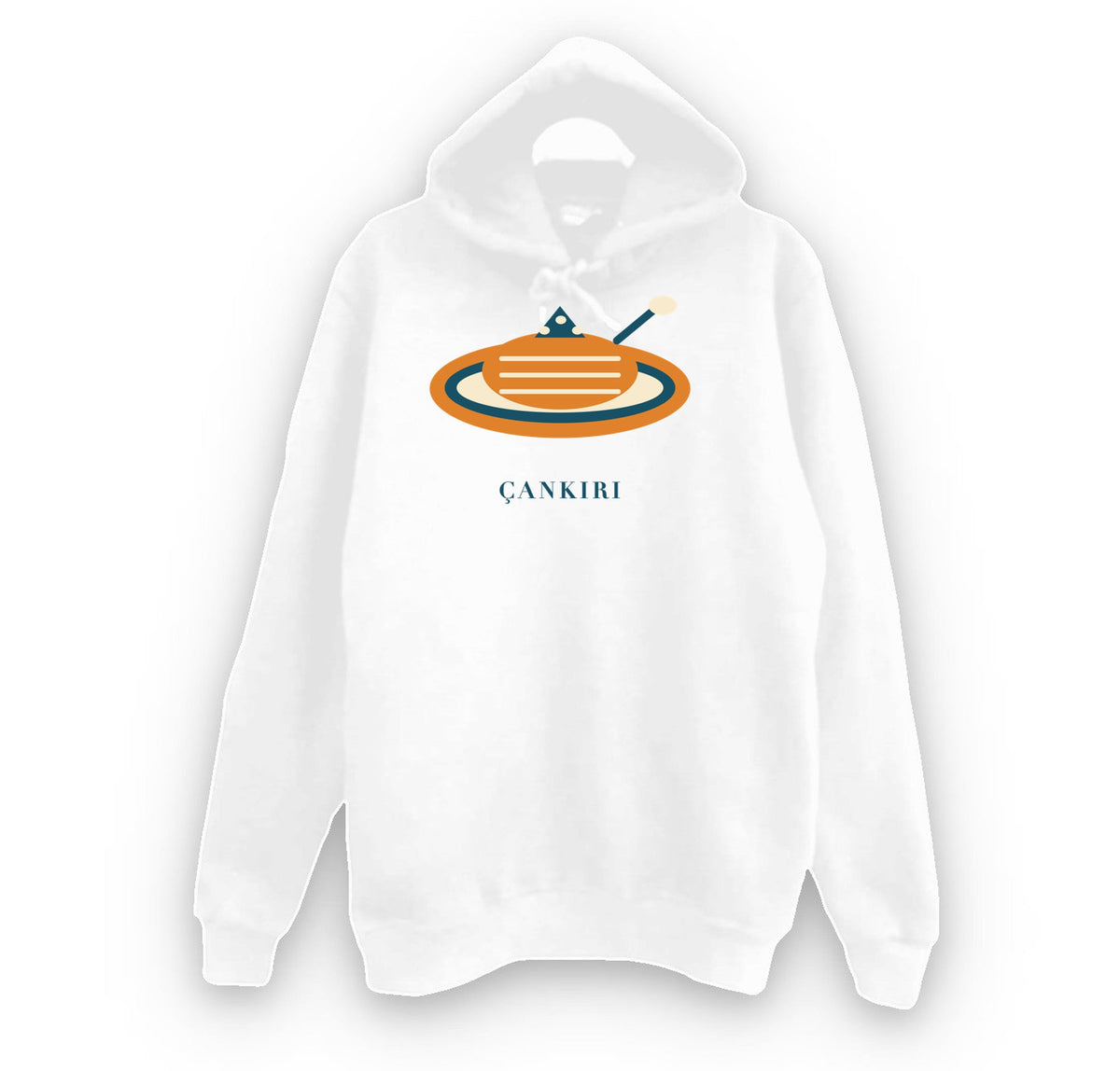 Çankırı Höşmerim Tatlısı baskılı beyaz kapüşonlu sweatshirt