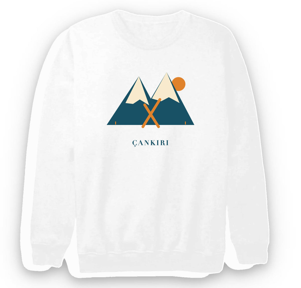 Çankırı Ilgaz Dağı baskılı beyaz sweatshirt