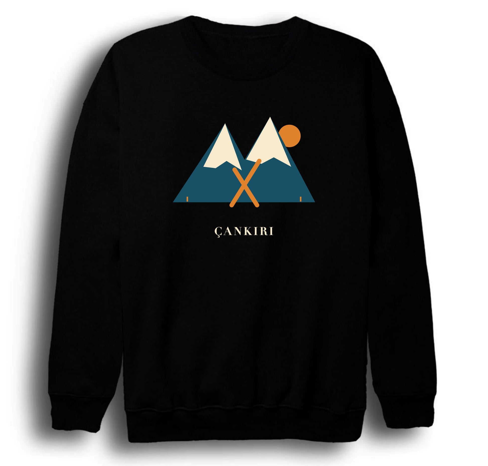 Çankırı Ilgaz Dağı baskılı siyah sweatshirt